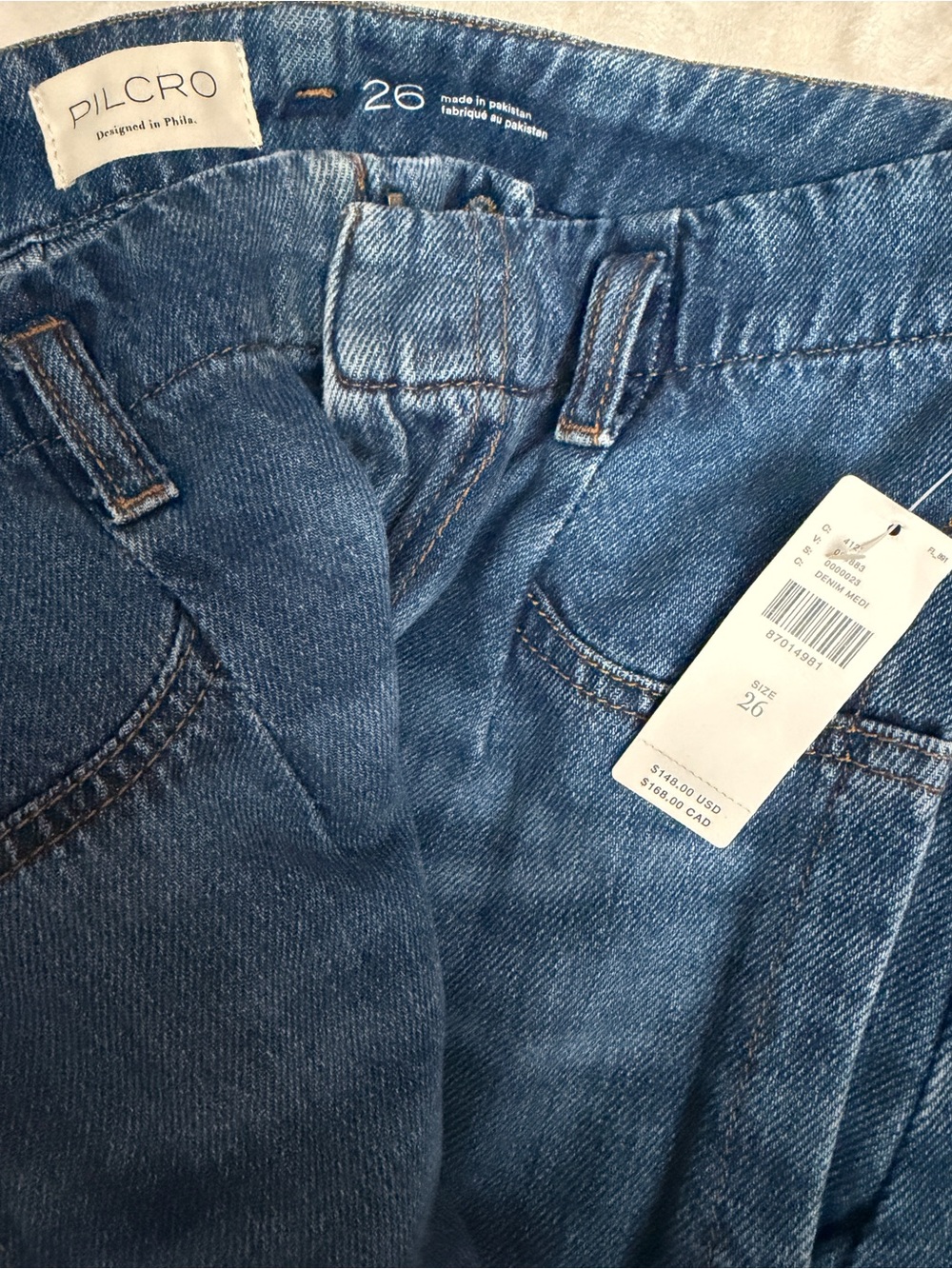 Pilcro Wide-Leg Denim Jeans in Medium Blue - Picture 8 of 8